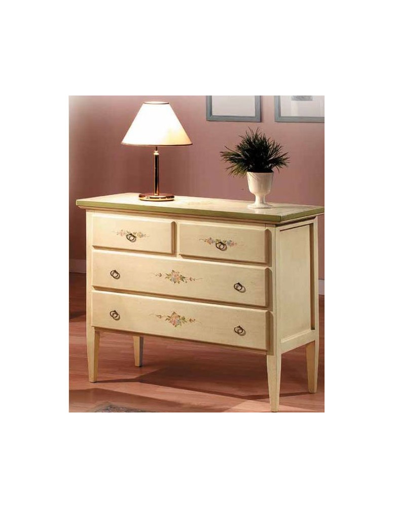 COMODINO 3 CASSETTI  LACCATI E DECORATI