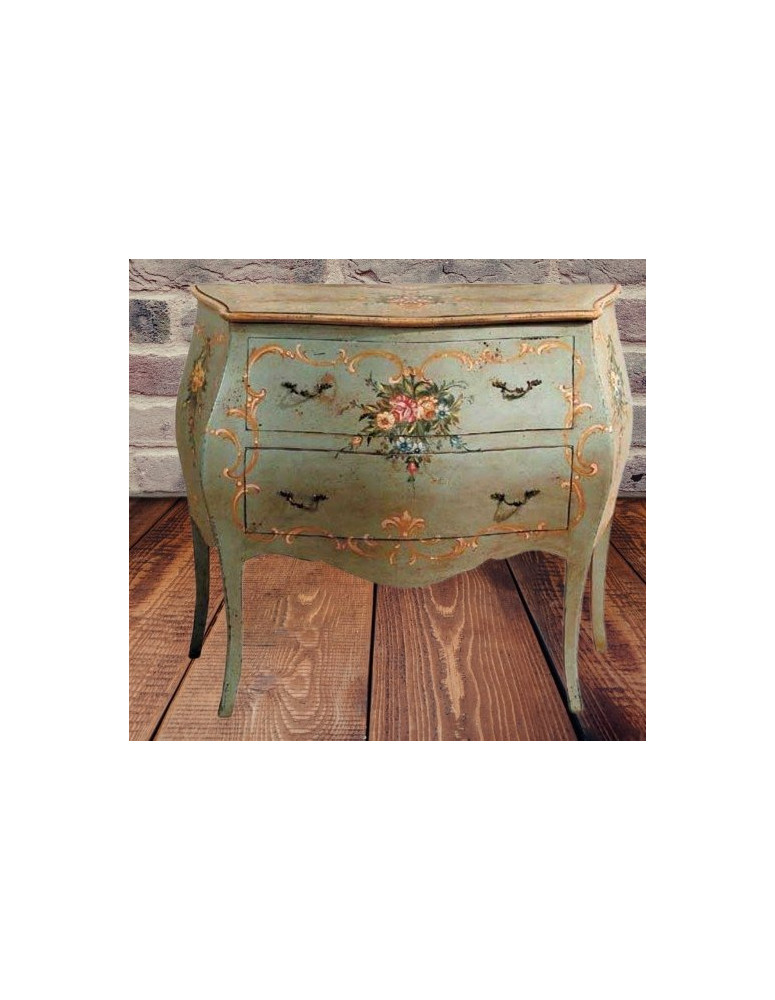 COMO BOMBATO 2 CASSETTO LACCATO DECORATO