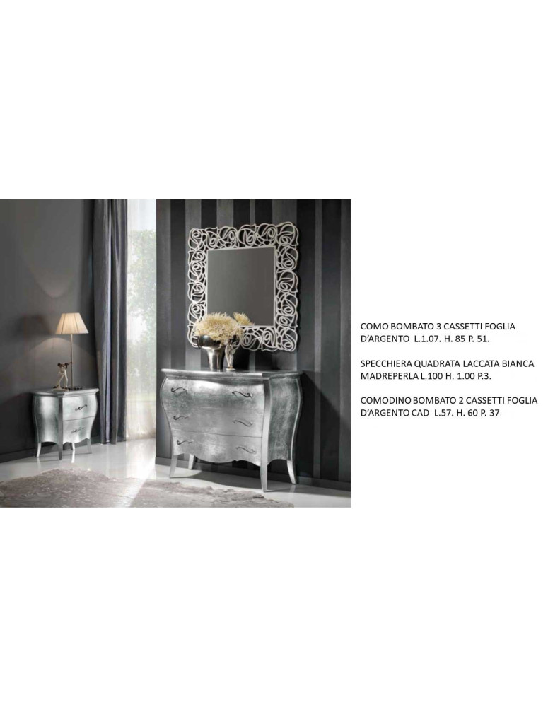 COMO BOMBATO + SPECCHIERA + COMODINO BOMBATO