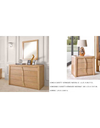 COMO 4 CASSETTI + COMODINO 3 CASSETTI + CORNICE