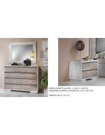 COMO 4 CASSETTI + COMODINO 2 CASSETTI + CORNICE