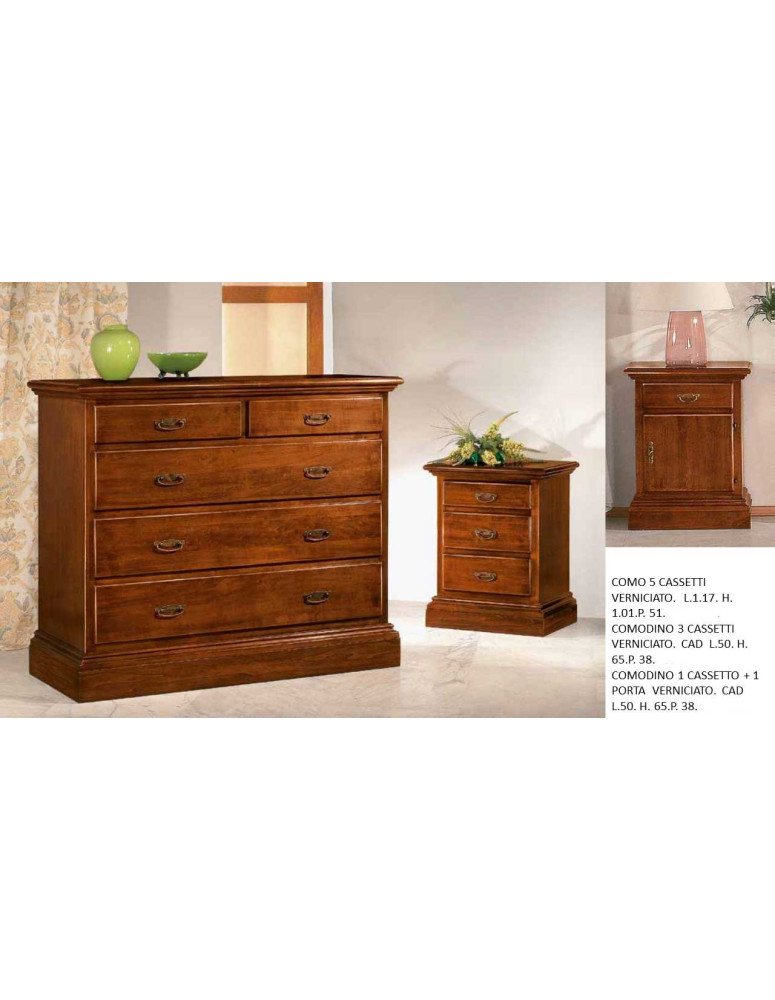 COMO + COMODINI 3 CASSETTI E 1 CASSETTO