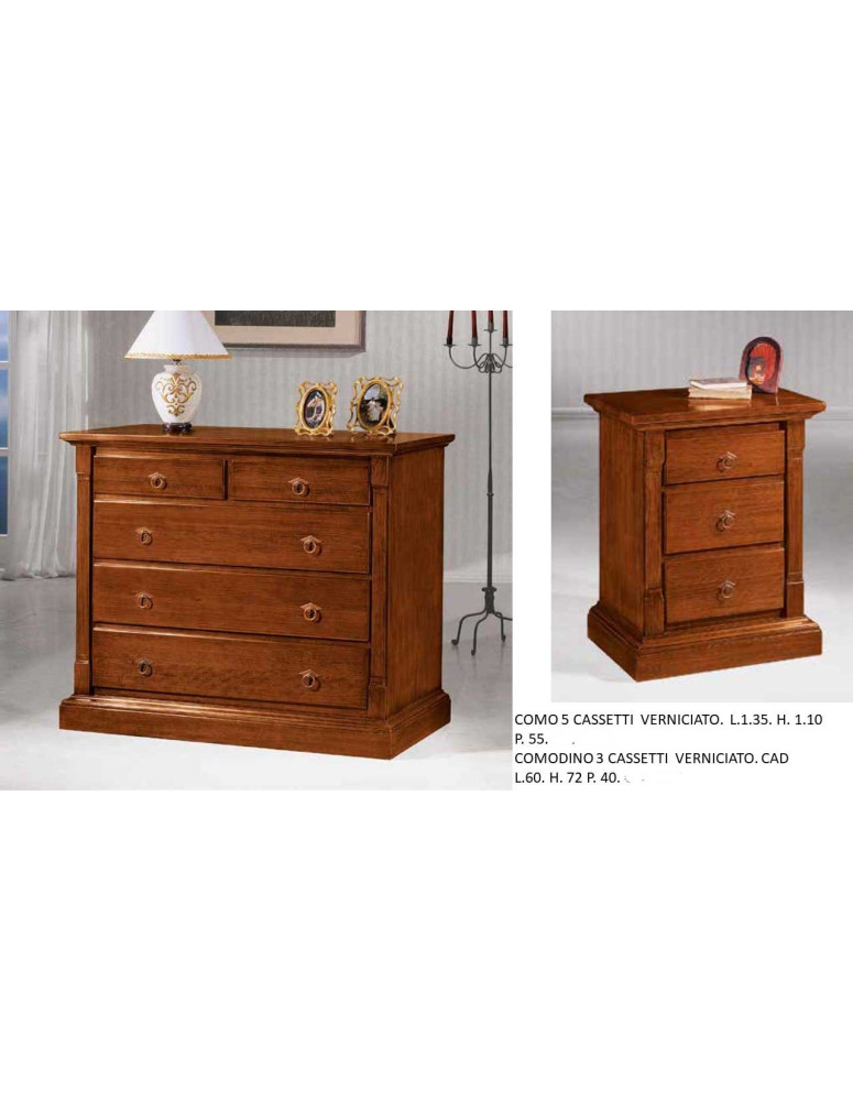COMO 5 CASSETTI + COMODINO 3 CASSETTI
