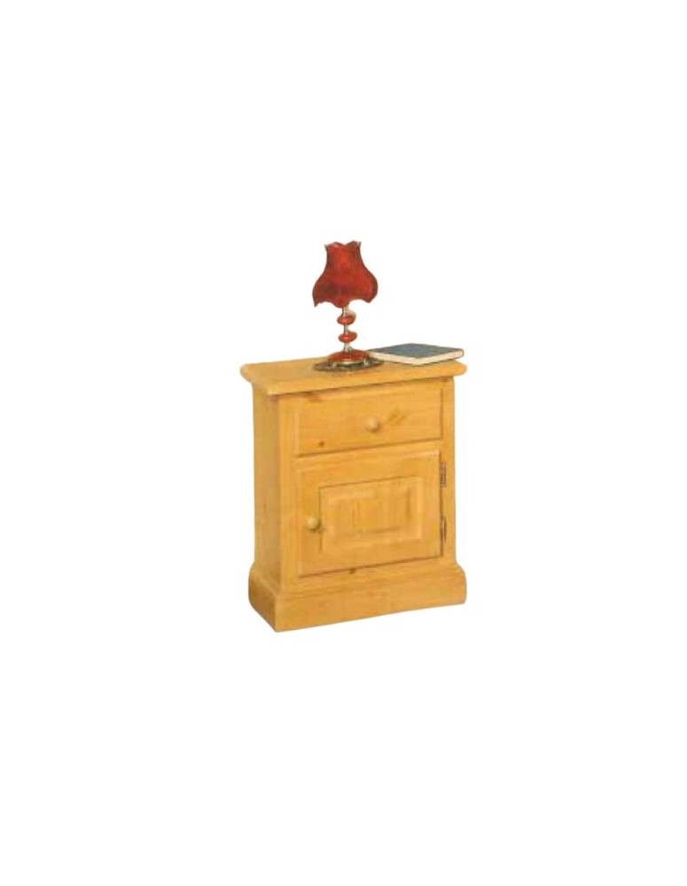 COMODINO IN LEGNO DI PINO UN ANTA UN CASSETTO