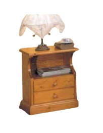 COMODINO IN LEGNO DI PINO 2 CASETTI E VANO A GIORNO