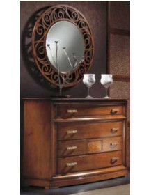 COMO 4 CASSETTI SAGOMATO E SPECCHIERA ROTONDA