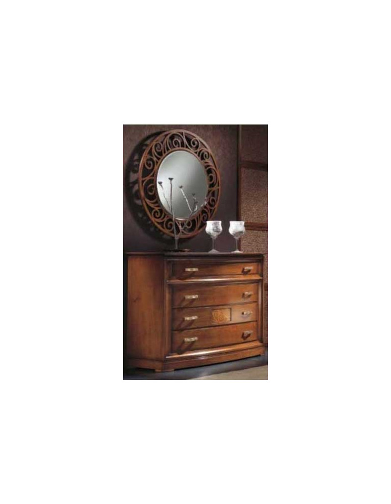 COMO 4 CASSETTI SAGOMATO E SPECCHIERA ROTONDA