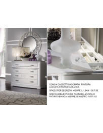 COMO 4 CASSETTI SAGOMATO E SPECCHIERA ROTONDA LACCATI
