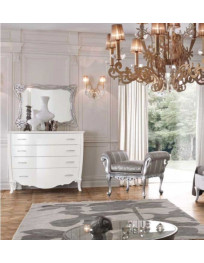 COMO 4 CASSETTI SAGOMATO E SPECCHIERA INTAGLIATA