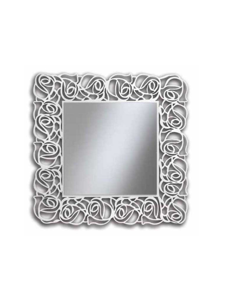 SPECCHIERA QUADRATA LACCATA BIANCA MADREPERLA DIAMETRO