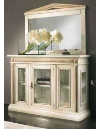 CONSOLLE  A CRISTALLIERA CON INTAGLI E SPECCHIERA