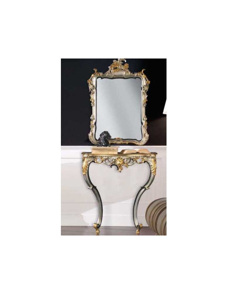 CONSOLLE INTAGLIATA A MANO  E SPECCHIERA