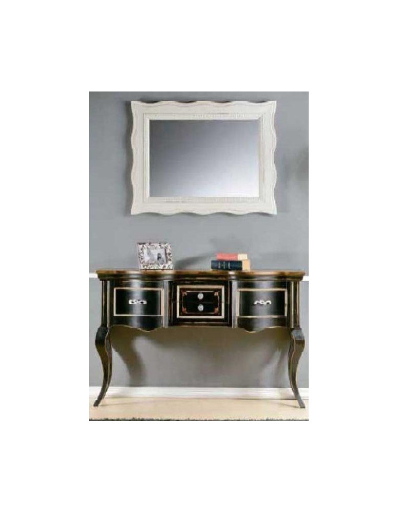 CONSOLLE  SAGOMATA  CON QUATTRO CASSETTI E SPECCHIERA LACCATA