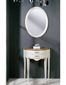 CONSOLLE SEMICERCHIO CON DUE CASSETTI FINITURA GRIGIO CHIARO