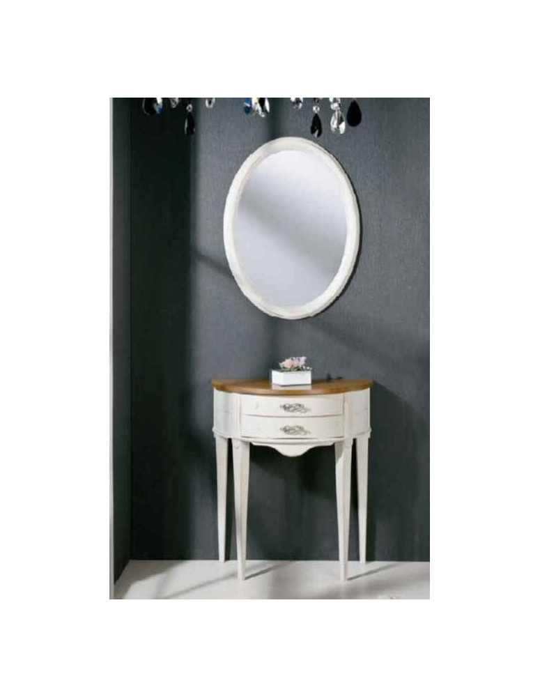 CONSOLLE SEMICERCHIO CON DUE CASSETTI FINITURA GRIGIO CHIARO