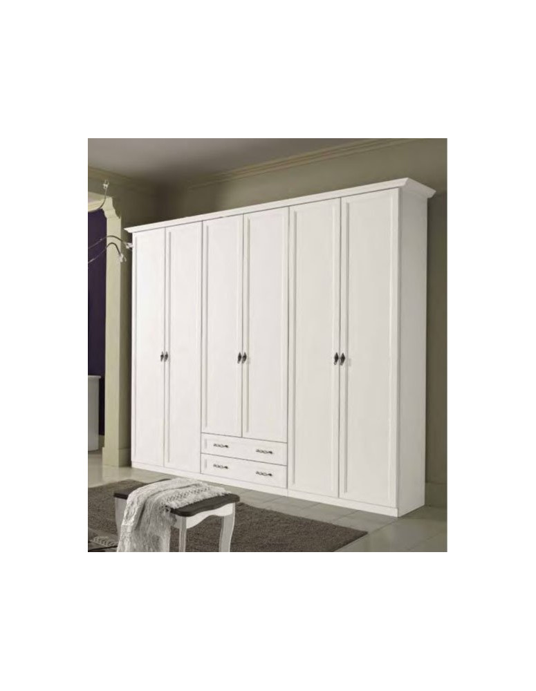 ARMADIO 6 ANTE  A BATTENTE CLASSICO CON DUE CASSETTI ESTERNI