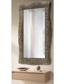 CONSOLLE 1 CASSETTIO LACCATA CON SPECCHIERA IN GRANIGLIA DI VETRO