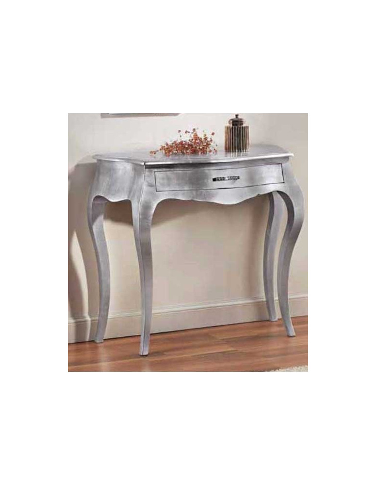 CONSOLLE 1 CASSETTO FOGLIA ARGENTO