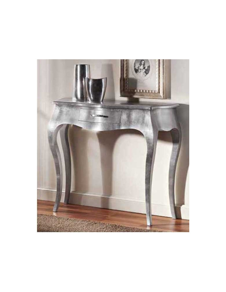 CONSOLLE 1 CASSETTO FOGLIA ARGENTO