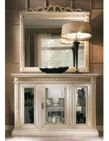 CONSOLLE  FLOREALE  CRISTALLIERA CON INTAGLI E SPECCHIERA  FLOREALE