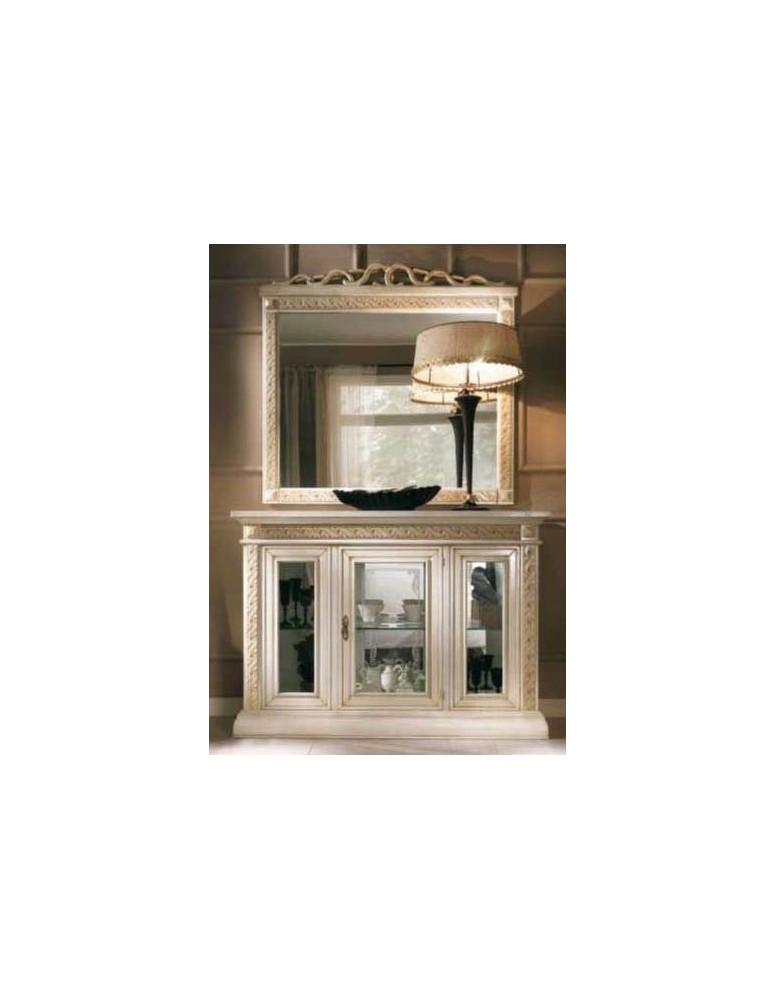 CONSOLLE  FLOREALE  CRISTALLIERA CON INTAGLI E SPECCHIERA  FLOREALE