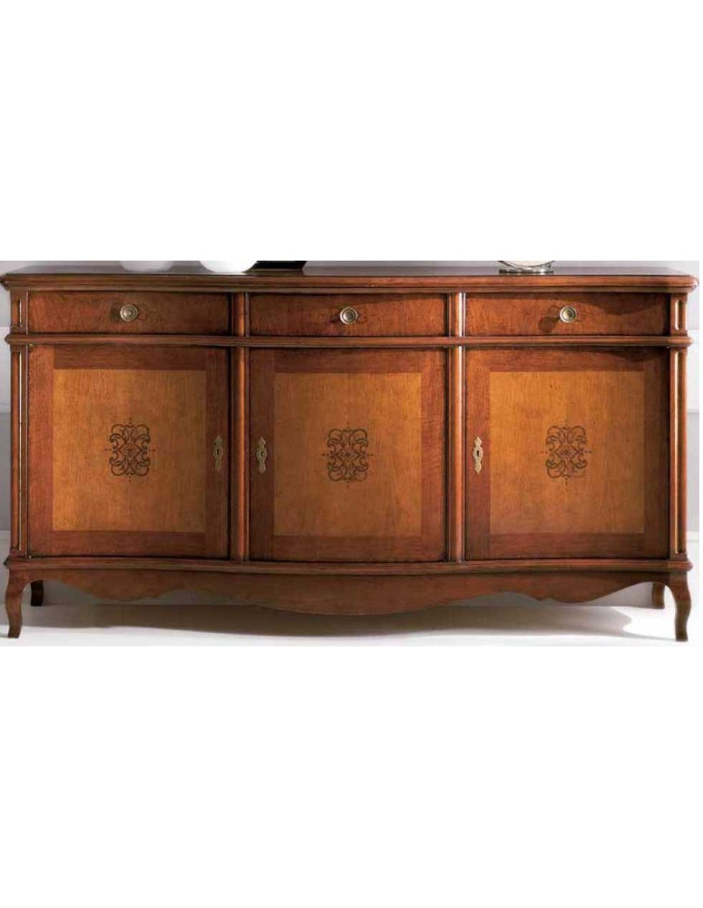 CREDENZA 3 ANTE 3 CASSETTI CURVE CON GAMBE