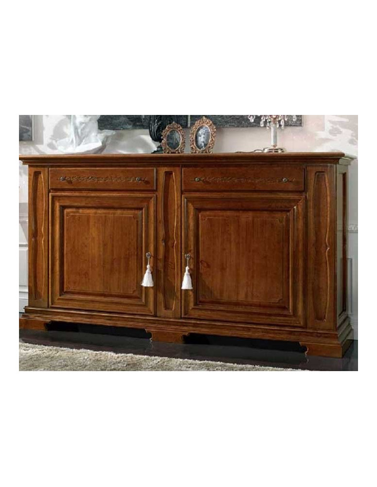 CREDENZONE 2 ANTE BUGNATE CON 2 CASSETTI INTAGLIATI CON FIORI