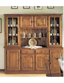 CREDENZONE IN LEGNO DI PINO 4 ANTE 2 CASSETTI E ALZATA 4 ANTE