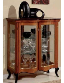 CREDENZA  SAGOMATA  A DUE PORTE A VETRI