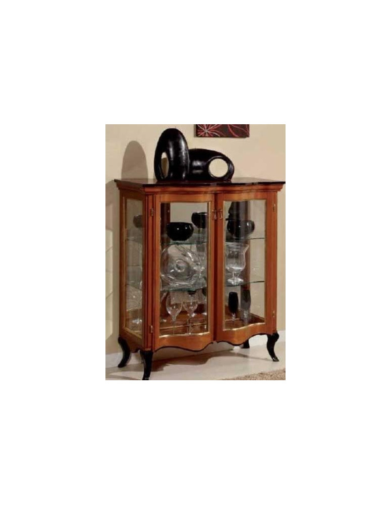 CREDENZA  SAGOMATA  A DUE PORTE A VETRI