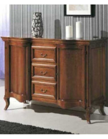 CREDENZA  SAGOMATA  A DUE PORTE E TRE CASSETTI