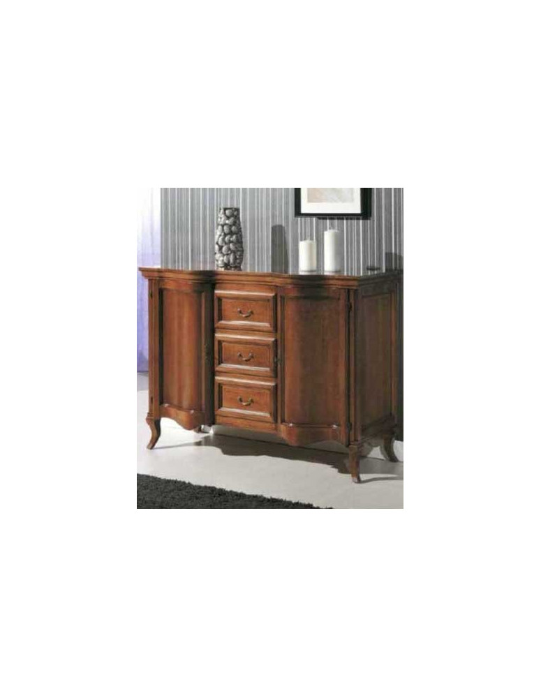 CREDENZA  SAGOMATA  A DUE PORTE E TRE CASSETTI