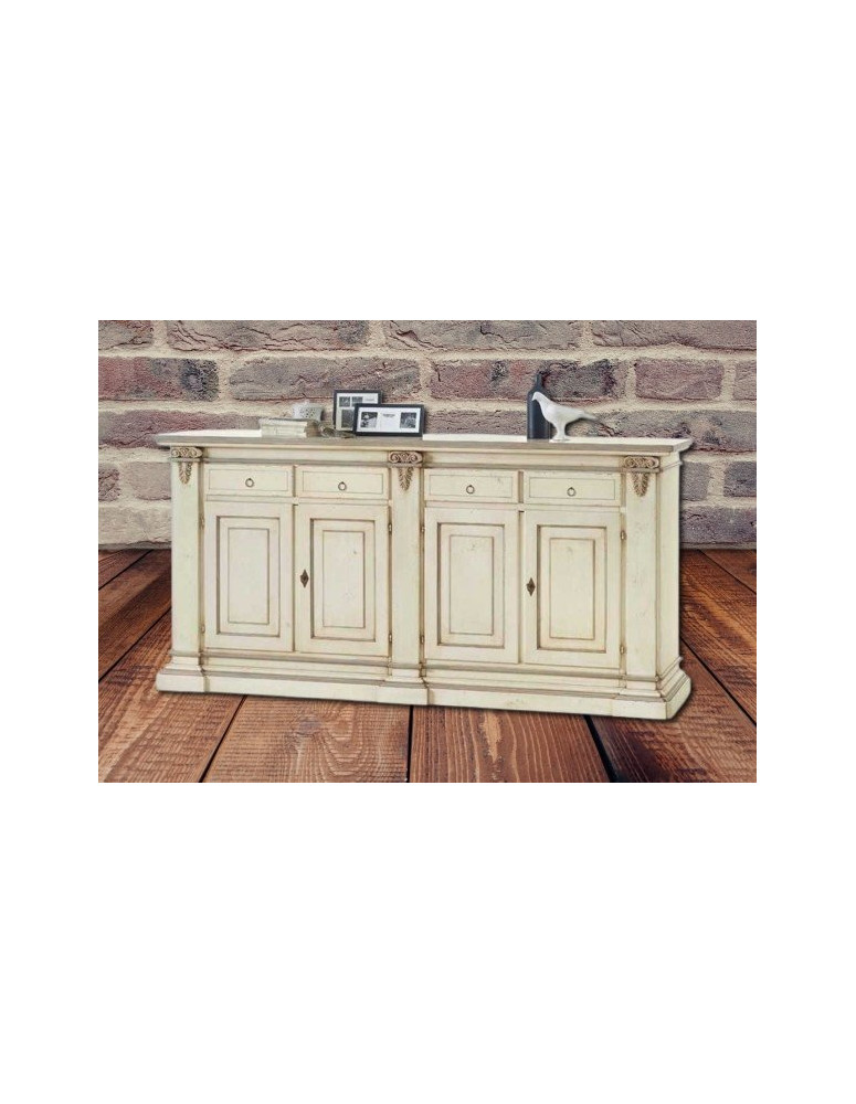 CREDENZA   4  ANTE CON 4  CASSETTI. LACCATA AVORIO