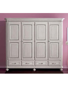 ARMADIO CLASSICO MASSICCIO LACCATO TORTORA GRIGIO ANTICATO CON FILO ARGENTO