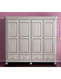 ARMADIO CLASSICO MASSICCIO LACCATO TORTORA GRIGIO ANTICATO CON FILO ARGENTO