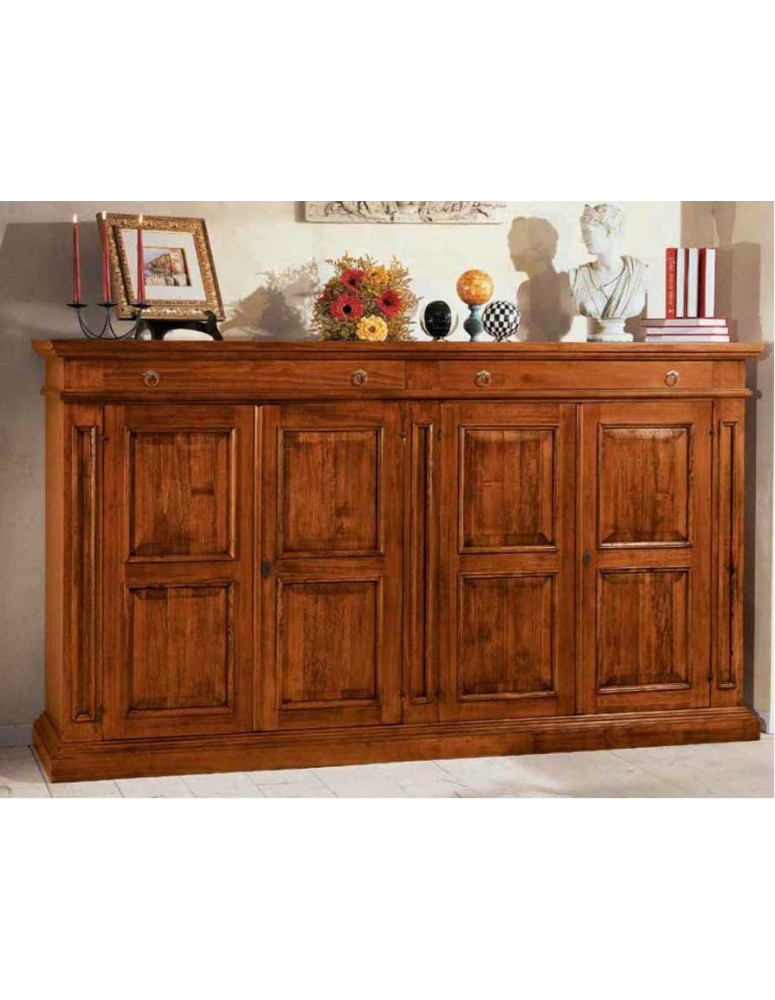 CREDENZA  4  ANTE CON 2  CASSETTI. VERNICIATA PANNELLI PIATTA BANDA