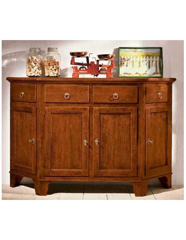 CREDENZA  4  ANTE 4  CASSETTI CON FIANCHI SCANTONATI  VERNICIATA