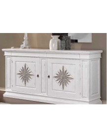 CREDENZA  2 ANTE 2  CASSETTI INTAGLIO MARGHERITA LACCATA