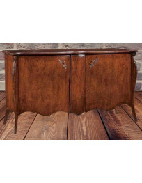 CREDENZINA  2 PORTE SAGOMATA INTAGLIATA CON CARRELLO ESTRAIBILE VERNICIATO