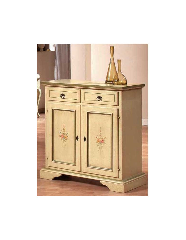 CREDENZINA AVORIO FILO VERDE 2 PORTE 2 CASSETTI