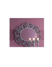 SPECCHIERA OVALE LACCATA TORTORA MADREPERLA