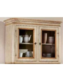 VETRINA 2 PORTE LACCATA AVORIO ANTICATO CON FILO OCRA E DECORI