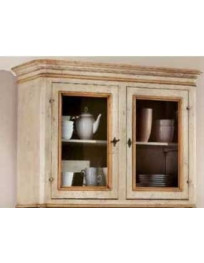 VETRINA 2 PORTE LACCATA AVORIO ANTICATO CON FILO OCRA E DECORI