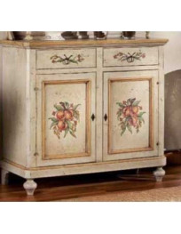 CREDENZINA. 2 PORTE 2 CASSETTI. LACCATA AVORIO ANTICATO  CON FILO OCRA