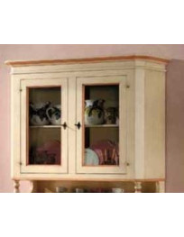 VETRINA 2 PORTE LACCATA AVORIO CON FILO OCRA