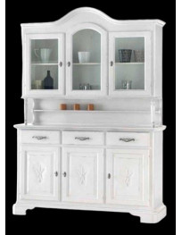 CREDENZINA A TRE PORTE E TRE CASSETTI VERNICIATA E LACCATA