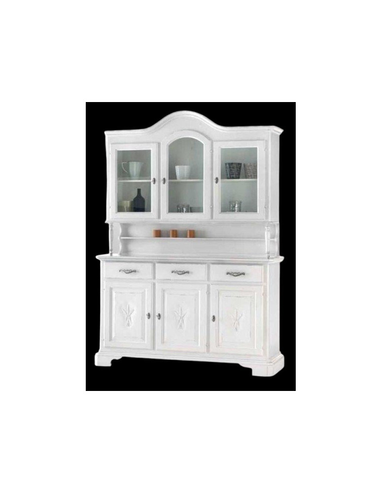 CREDENZINA A TRE PORTE E TRE CASSETTI VERNICIATA E LACCATA