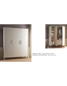 ARMADIO CLASSICO 3 ANTE BATTENTI LACCATO CON CASSETTIERA