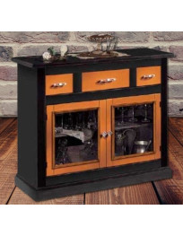 CREDENZA CON 2 ANTE A VETRO E TRE CASSETTI