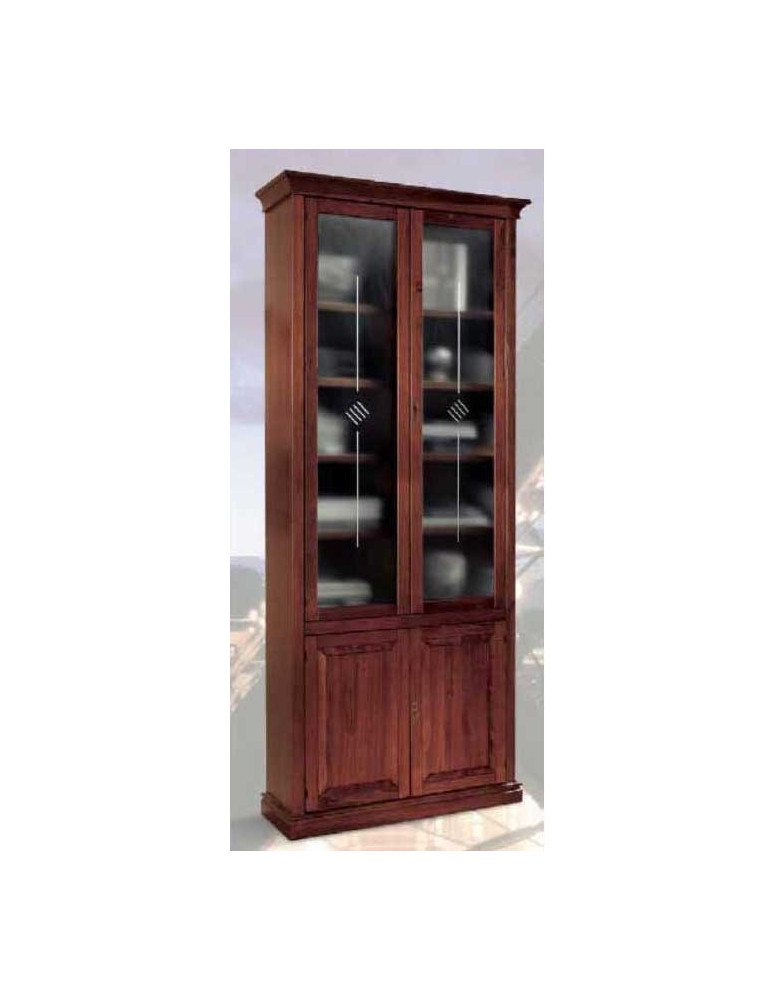 VETRINA DUE ANTE CON PANNELLO SOTTO  E SOPRA 2 ANTE VETRI INCISI